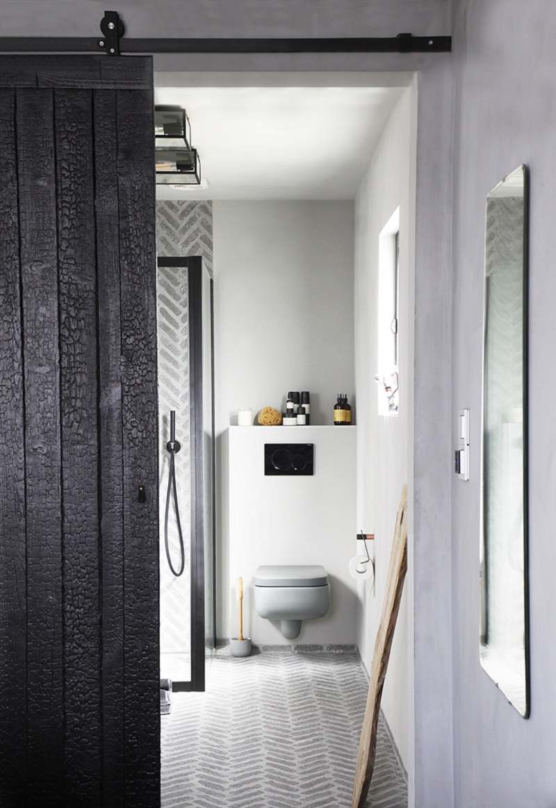 Gray Lime Painted Bathroom designed by Slow Design Studio & styled by Tone Kroken