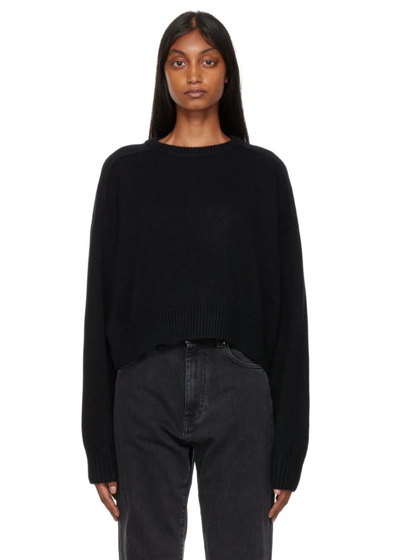 Loulou Studio Black Bruzzi Sweater  SSENSE Fall Outfits Julie Pelipas Minimalist Black Office Wardrobe