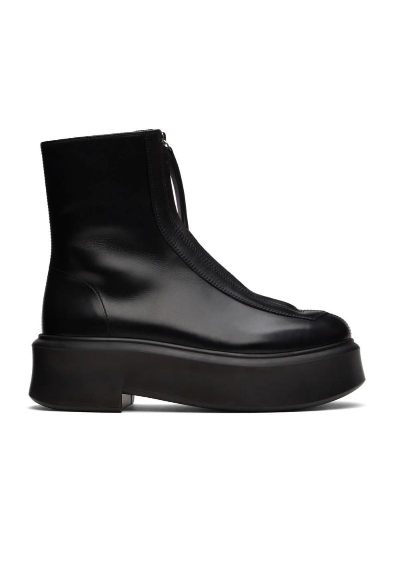 The Row Black Zipped I Ankle Boots  SSENSE Casual Mid-Season Outfits